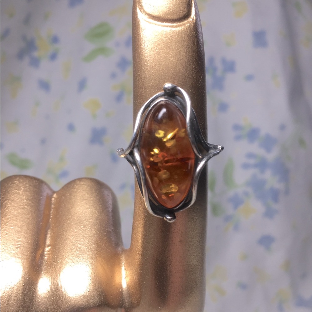 Amber in sterling silver setting